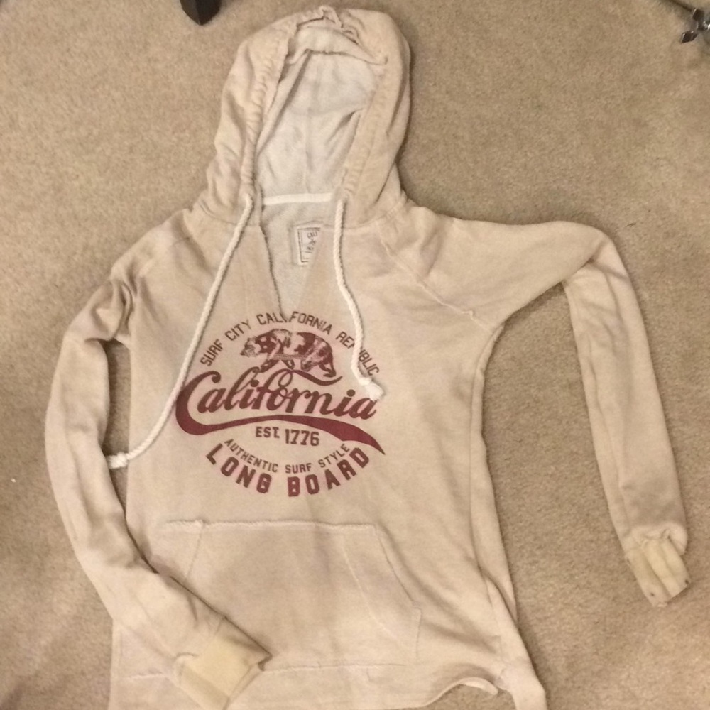 California Cream & Red Hoodie Pullover Sweatshirt